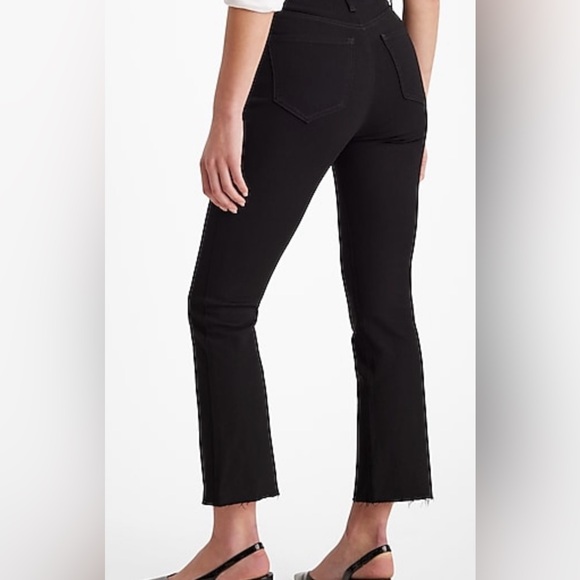 High Waisted Black Rinse Raw Flex X Cropped Jeans - Picture 2 of 4